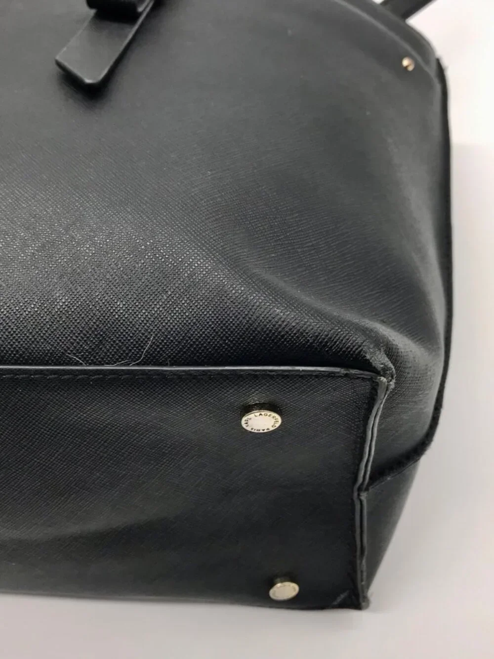 Karl Lagerfeld Black Leather Flurete Tote Bag_6